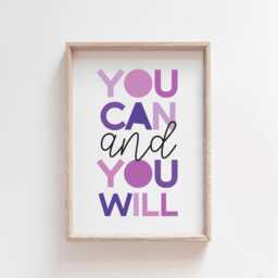 Girls Bedroom Prints, Motivational Print, Inspirational Wall Art, Playroom Decor, Purple, Playroom, Art - thumbnail 2