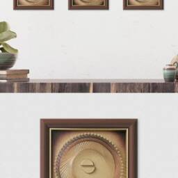 Geometric String Art Set Of 3 With Relief - Gold & Brown Framed Wall Decor - thumbnail 3