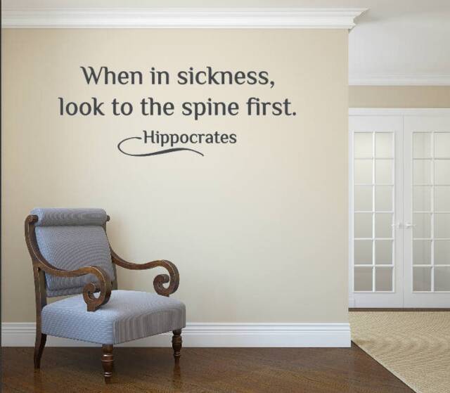 When in Sickness, Look To The Spine First - Hippocrates - Chiropractor Wall Decal - Health & Wellness - Vinyl Decal - image 1