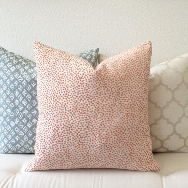 Orange Coral Confetti Polka Dot Decorative Throw Pillow Cover, Double Sided, Cover Only - image 1