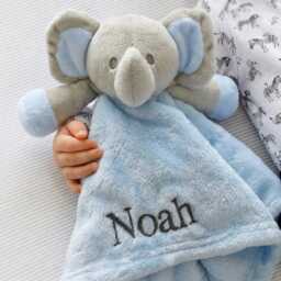 Personalised Blue Elephant Baby Comforter - thumbnail 3
