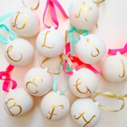 Hand Painted Alphabet Ceramic Christmas Bauble
