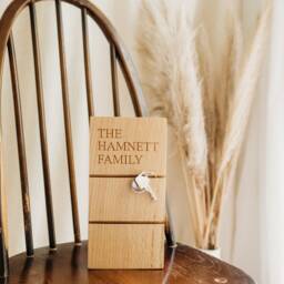 Solid Oak Key Rack Personalised Holder - thumbnail 4