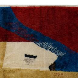 Abstract Tulu Rug Red, Blue, Yellow, Hand-Woven Wool Pile - thumbnail 4