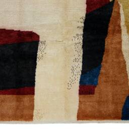 Abstract Tulu Rug Red, Blue, Yellow, Hand-Woven Wool Pile - thumbnail 3