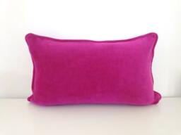 Fuchsia Velvet Throw Pillow Cover, Lumbar Pink Cushion - thumbnail 1