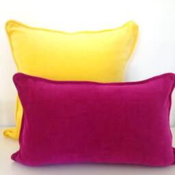 Fuchsia Velvet Throw Pillow Cover, Lumbar Pink Cushion - thumbnail 4