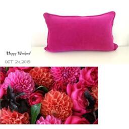 Fuchsia Velvet Throw Pillow Cover, Lumbar Pink Cushion - thumbnail 3