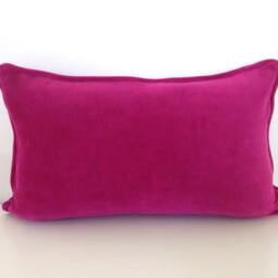Fuchsia Velvet Throw Pillow Cover, Lumbar Pink Cushion - thumbnail 2