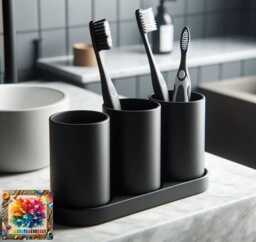 Design Toothbrush Holder Set With 3 Cups, Bathroom Organiser, Cup, Stand, Set, Gift Ideas, Multiple Colour Options