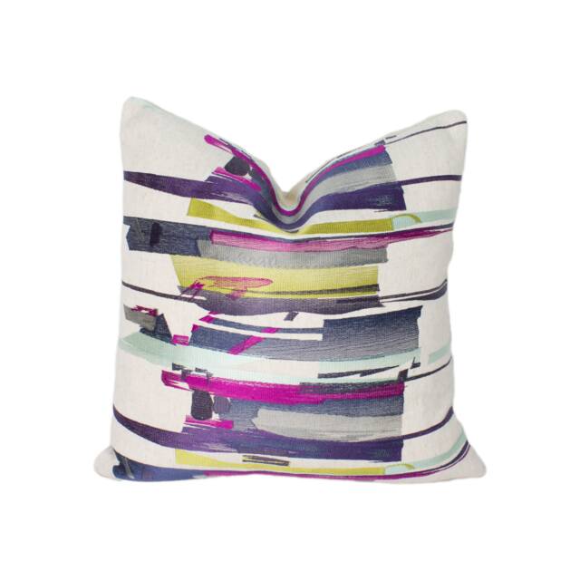 Harlequin - Zeal Old Navy/Aqua Lime Abstract Embroidered Brushstrokes Designer Cushion Cover Luxury Throw Pillow Handmade Home - image 1