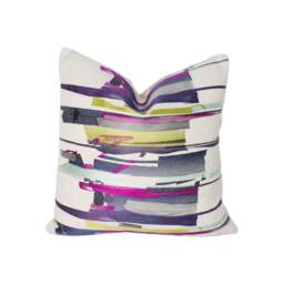 Harlequin - Zeal Old Navy/Aqua Lime Abstract Embroidered Brushstrokes Designer Cushion Cover Luxury Throw Pillow Handmade Home - thumbnail 1