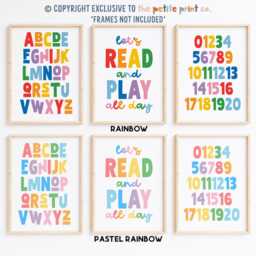 Playroom Print Set -- Alphabet Poster, Numbers Education Prints, Learning Posters, Classroom Decor, Unframed - thumbnail 3