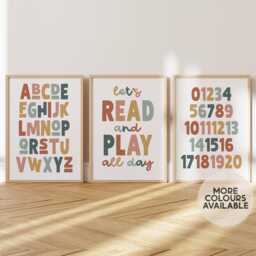 Playroom Print Set -- Alphabet Poster, Numbers Education Prints, Learning Posters, Classroom Decor, Unframed - thumbnail 1