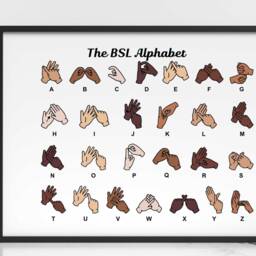 Bsl Alphabet Print British Sign Language Wall Art, Different Skin Tones, Abc - thumbnail 2