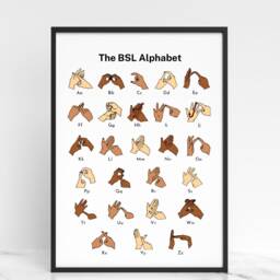 Bsl Alphabet Print British Sign Language Wall Art, Different Skin Tones, Abc - thumbnail 1