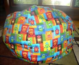 Robot Bean Bag Chair Cover, Blocks, Blue, Yellow, Green, Red, Orange, Multi Color, Shapes, Gears, Robots, Etsy Kids, Gifts Under 75 - thumbnail 4