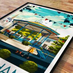 Horsham Travel Print - West Sussex, Poster, Gift, Bandstand, Carfax, Birthday Present, Custom Text - thumbnail 3