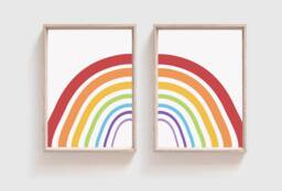 Set Of 2 Side Rainbow Prints, Boys Nursery Bedroom Girls Playroom Wall Art, Kids Room - thumbnail 1