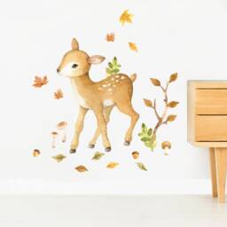 Baby Deer Wall Decal, Plastic-Free Forest Friends Kids Room Wall Stickers