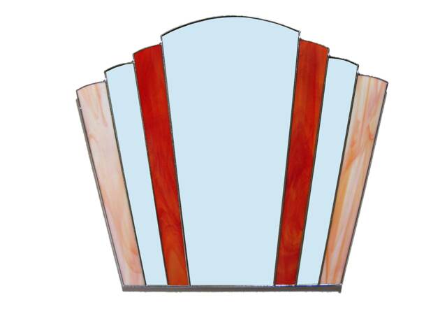 Orange Stained Glass Mirror - Art Deco Fan - image 1