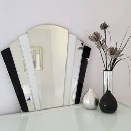 Orange Stained Glass Mirror - Art Deco Fan - thumbnail 4