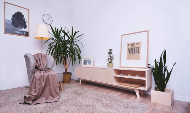 Mid Century Modern Plywood Sideboard, Fluted Door Tv Cabinet - image 1