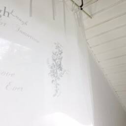 Curtain Printed Laugh Live Love White Bedroom Cotton Ribbons Country House Shabby Chic - thumbnail 2