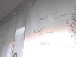 Curtain Printed Laugh Live Love White Bedroom Cotton Ribbons Country House Shabby Chic - thumbnail 3