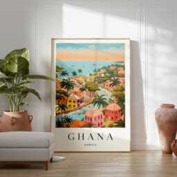 Ghana Travel Poster West Africa Landscape Art Print - thumbnail 2