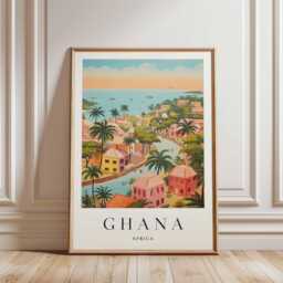 Ghana Travel Poster West Africa Landscape Art Print - thumbnail 1