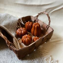 Set Beeswax Pumpkin Candles, Decor, Halloween Decor, Thanksgiving Pumpkin, Fall Home Candle - thumbnail 4