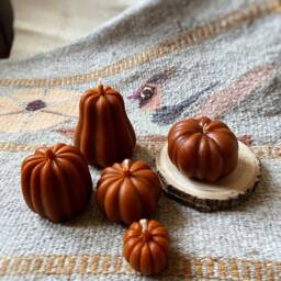 Set Beeswax Pumpkin Candles, Decor, Halloween Decor, Thanksgiving Pumpkin, Fall Home Candle - thumbnail 2