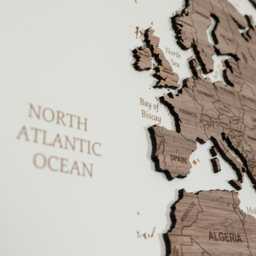 Handmade World Map Cork Push Pin Board Wall Art - Wooden Travel Decor, 3 Panel Feature Art, Wedding Anniversary Gift - thumbnail 3