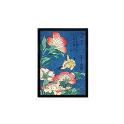 Japanese Art Print Poster Woodblock Ukiyo-E Framed Mounted Wall Hokusai Flower Floral Peonies Canary Bird Tattoo Beautiful Calligraphy A2 A3 - thumbnail 2