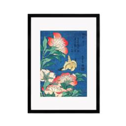 Japanese Art Print Poster Woodblock Ukiyo-E Framed Mounted Wall Hokusai Flower Floral Peonies Canary Bird Tattoo Beautiful Calligraphy A2 A3 - thumbnail 3
