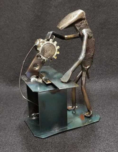 Carpenter - Metal Art Figurine Railroad Spike Art Carpenter Gift - image 1