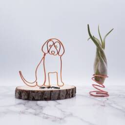 Wire Beagle Sculpture, Pet Memorial, Dog Lover Gift - thumbnail 2