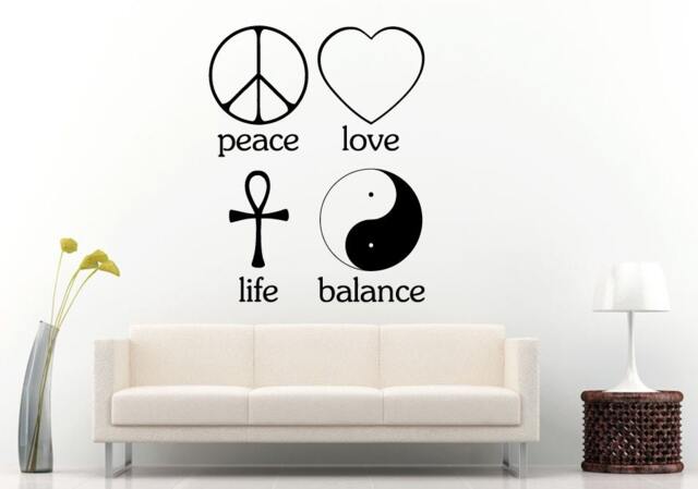 Peace Love Life Balance Signs Logos Emblems Heart Crest Wall Decal Vinyl Sticker Mural Room Decor L1232 - image 1