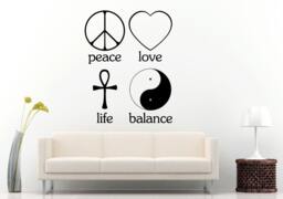 Peace Love Life Balance Signs Logos Emblems Heart Crest Wall Decal Vinyl Sticker Mural Room Decor L1232 - thumbnail 1