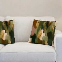 Handmade By Order Luxury Olive Dark Green & Gold Paint Abstract Pattern Velvet Cushion Covers Bespoke Sizes Available - thumbnail 2