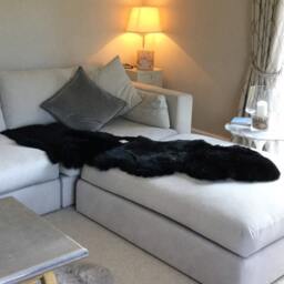 Large Black Sheepskin Rug, Extra Long Luxury Throw, Home Decor - thumbnail 2