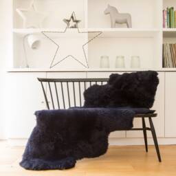 Large Black Sheepskin Rug, Extra Long Luxury Throw, Home Decor - thumbnail 1