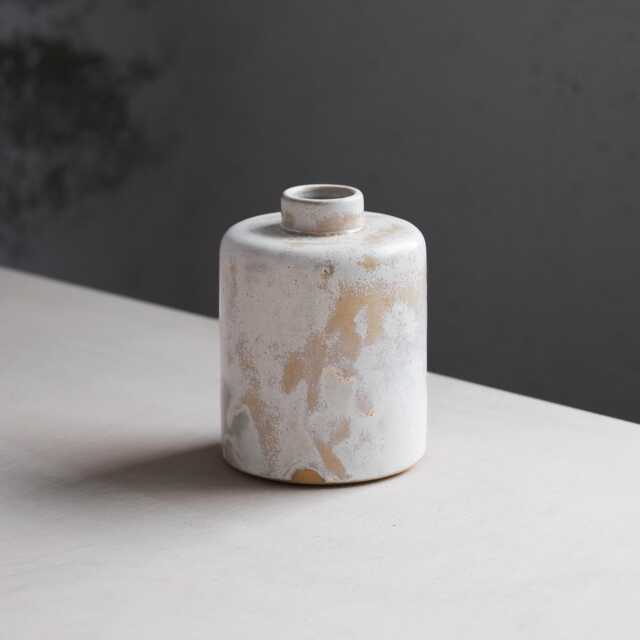 Minimalist Ceramic Bottle Vase - Handcrafted Textured Stoneware in Soft Neutrals in Stock