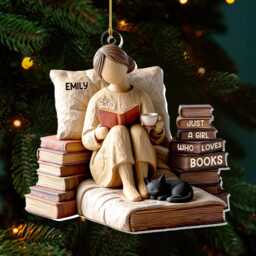 Personalized Just A Girl Who Loves Books Ornament, Custom Acrylic Christmas Decoration, Cute Gift For Book Lovers, Readers Or Librarians - thumbnail 1