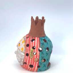 Handmade Ceramic Tea Light Holder Whimsical Luminary - thumbnail 3