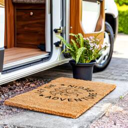 Travel Enthusiasts Doormat - Let The Adventure Begin For Dad Camper Rug Motorhome Rv Gift Family - thumbnail 1