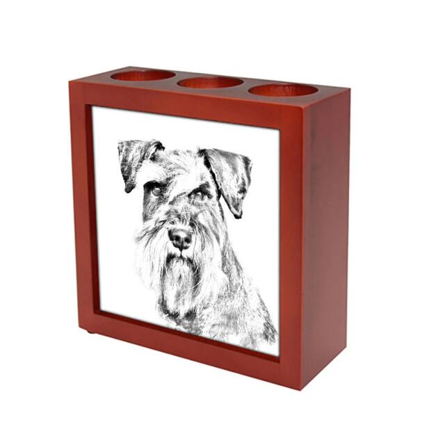Schnauzer - Wooden Stand For Candles/Pens With The Image Of A Dog New Collection - image 1