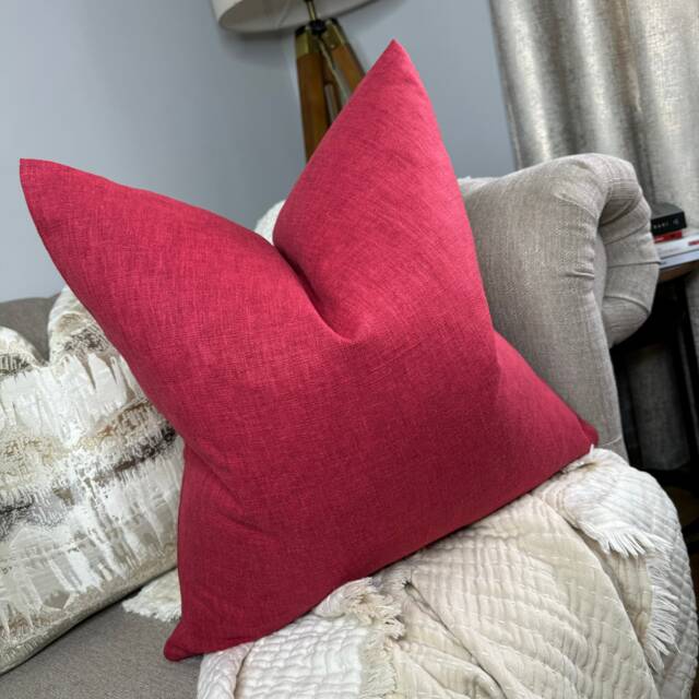 Cotton Blend Plain Red Cushion Cover For Sofa Or Chair, Perfect Living Room Pillow Everyday Use - image 1