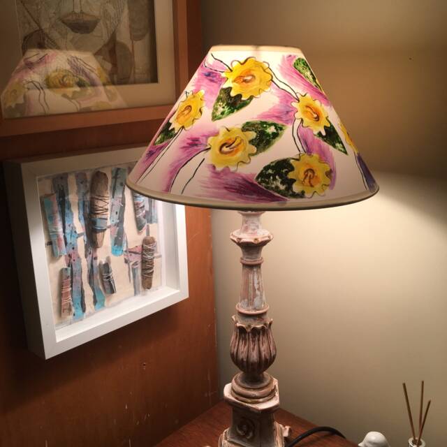 Bloomsbury Lampshade, Bohemian Interiors, Duncan Grant, Hand Painted Bespoke Lighting, Vanessa Bell Floral Lighting - image 1